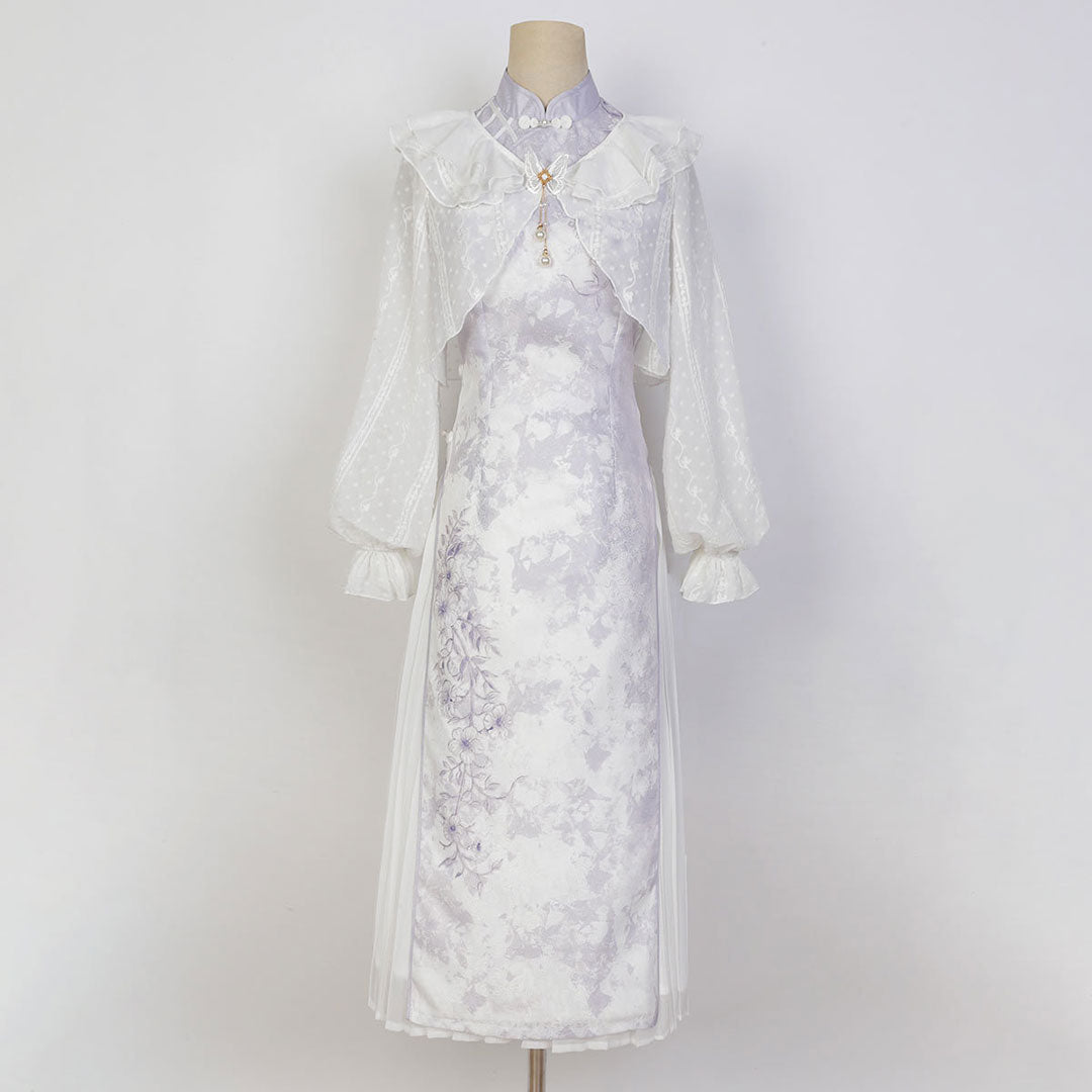 Cheongsam Flower Hanfu Dress Set