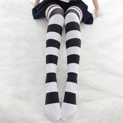 Lolita Over Knee Socks Strip Kawaii Cat Paw JK Stockings