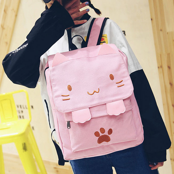 Cartoon Cat Canvas Backpack