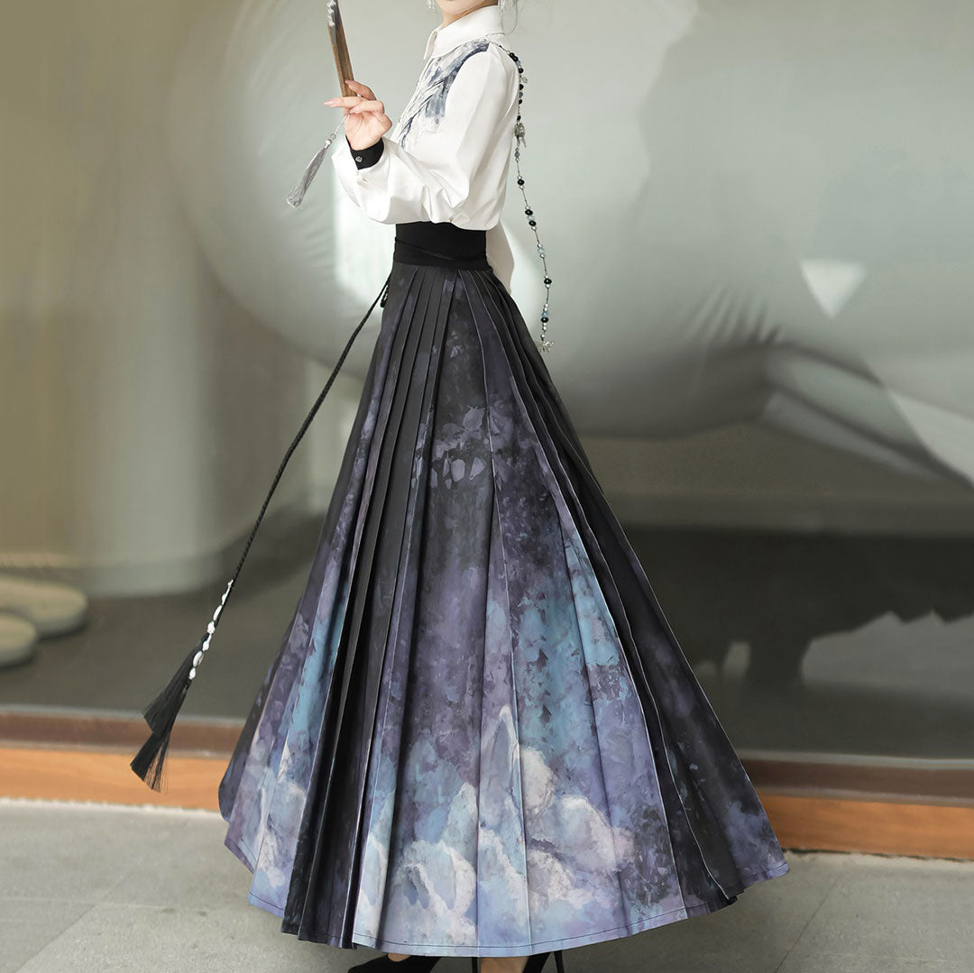 Bamboo Leaf Blouse Hanfu Skirt Set