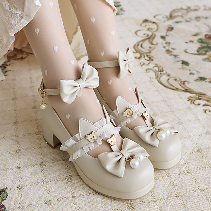 Bear Lace Bow Shoes