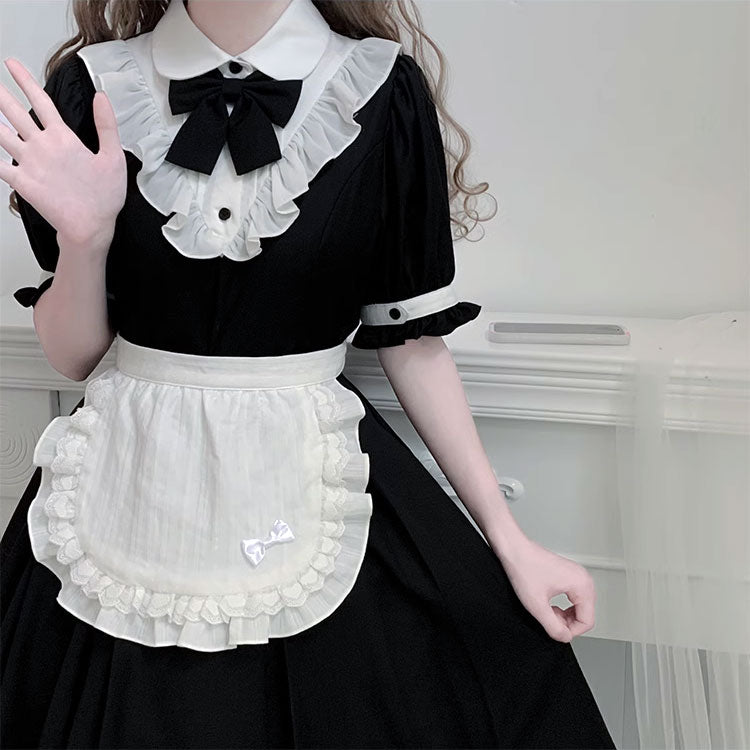 Black Bow Flower Maid Dress