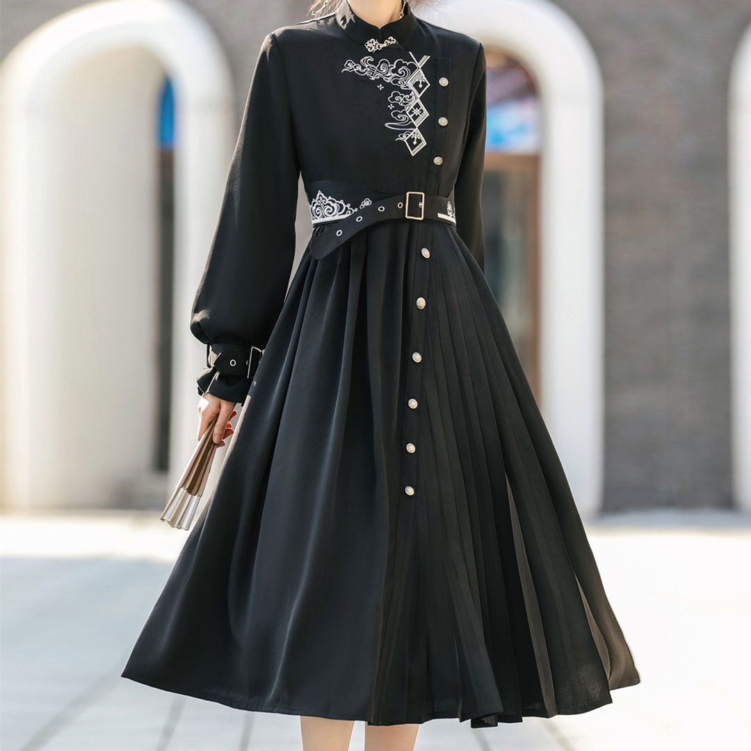 Black Cloud Embroidered Dress