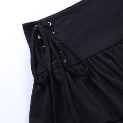 Black Lace-up Skirt