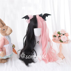 Black Mixed Pink Ombre Cosplay Wigs