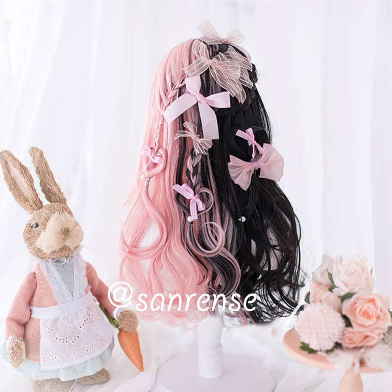 Black Mixed Pink Ombre Cosplay Wigs