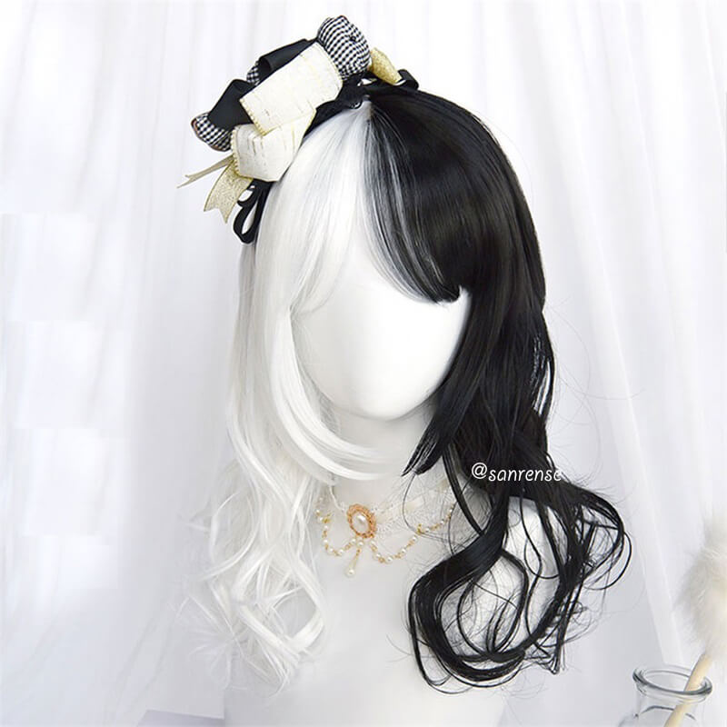 Black Mixed White Ombre Wigs