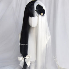 Black Mixed White Ombre Wigs