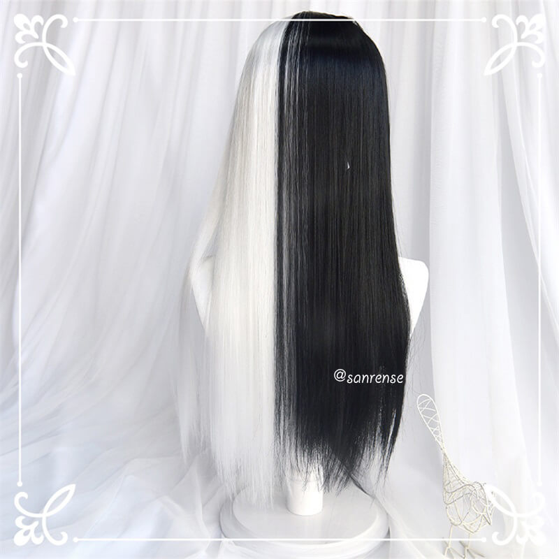 Black Mixed White Ombre Wigs