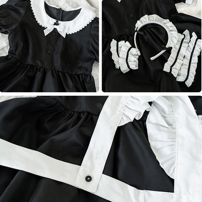 Black White Maid Bow Dress