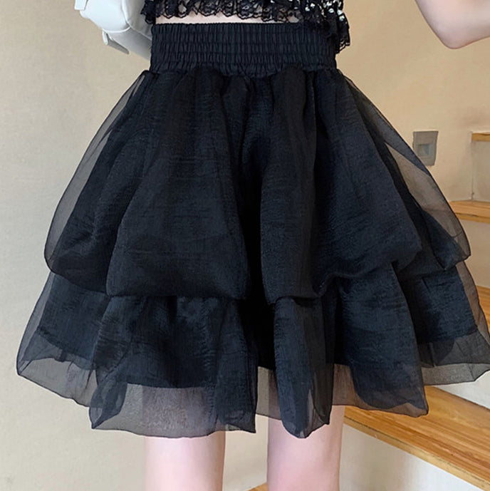 Black White Mesh Skirt