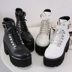 Black/White Combat Boots