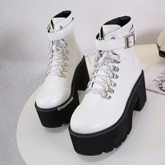 Black/White Combat Boots