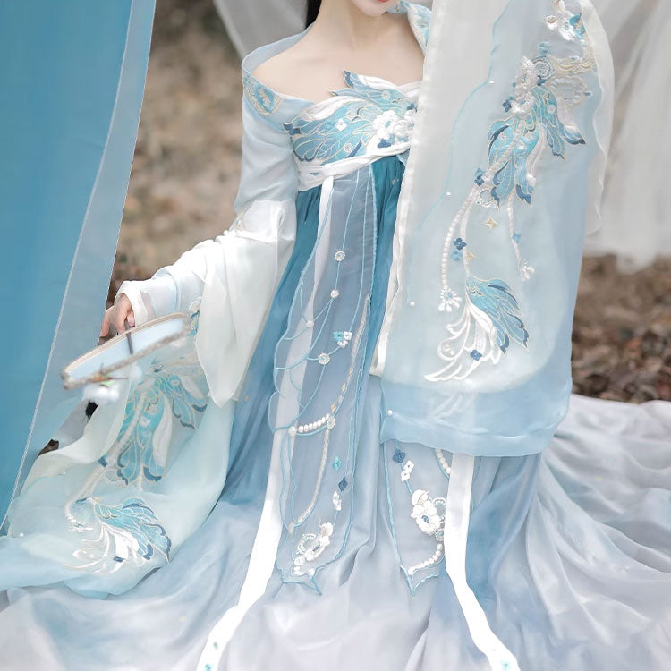 Blue Flower Hanfu Dress