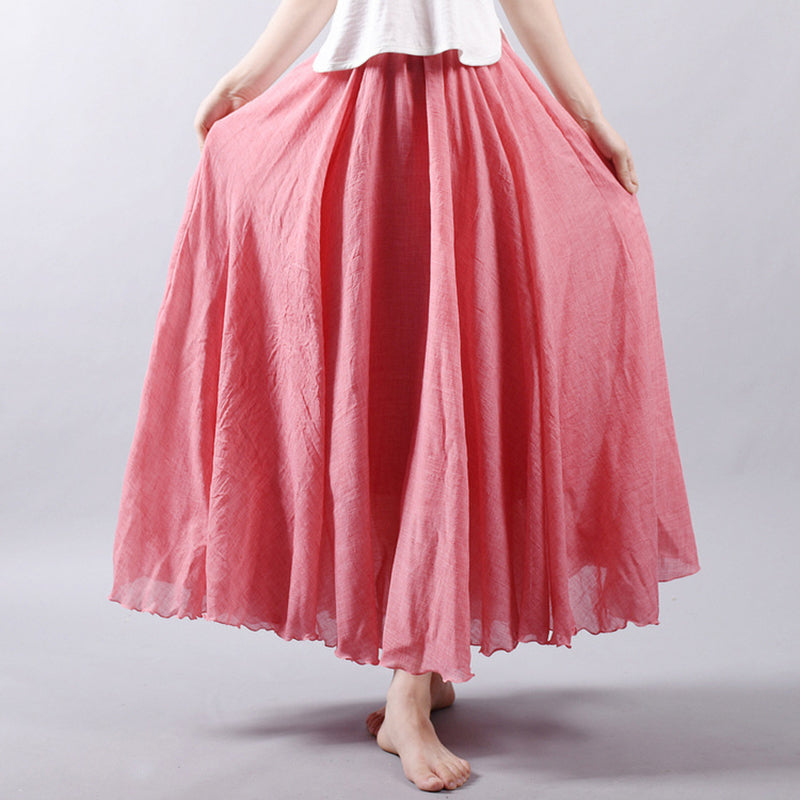 Band Cotton Linen Skirt