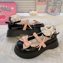 Bow Black Platform Shoes