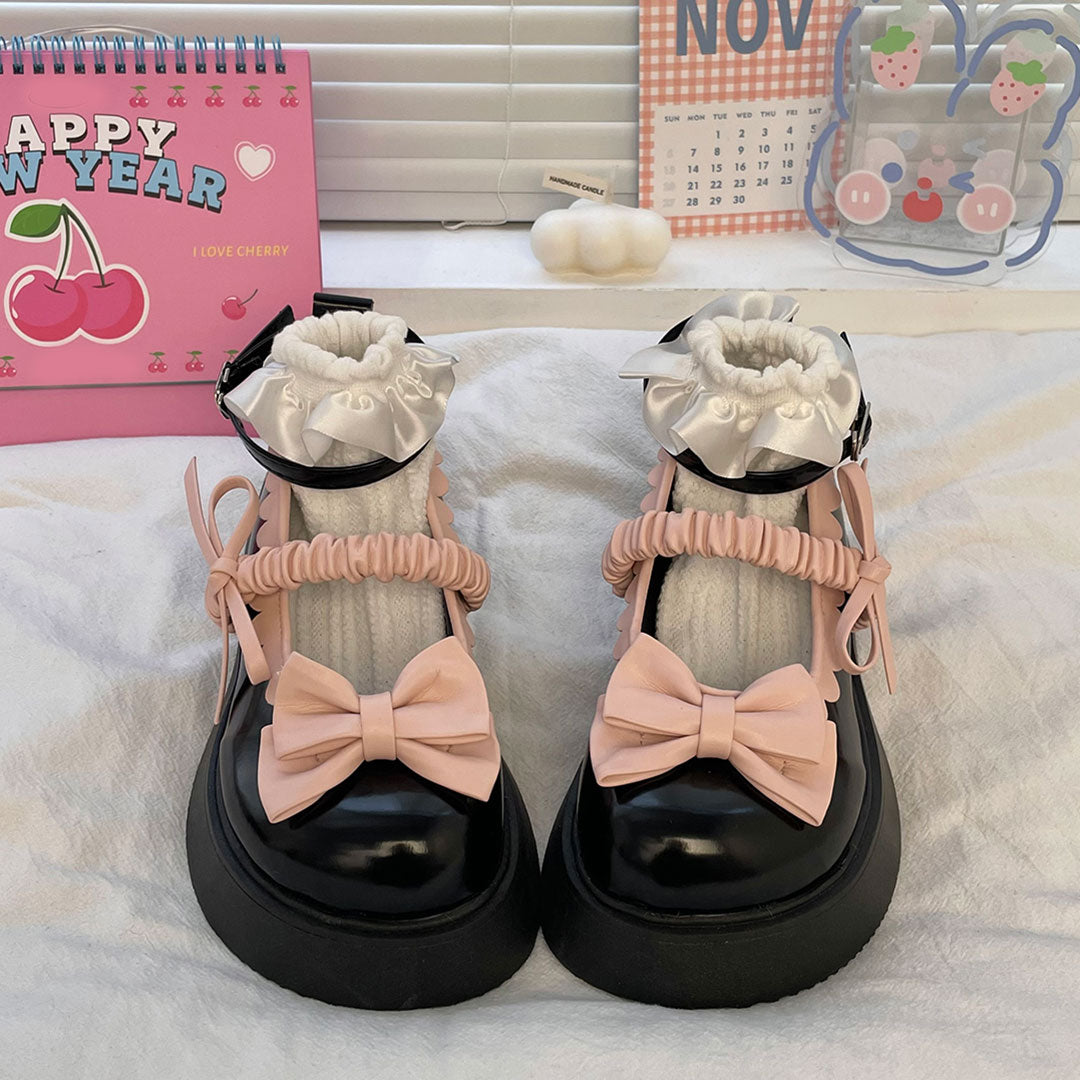 Bow Black Platform Shoes