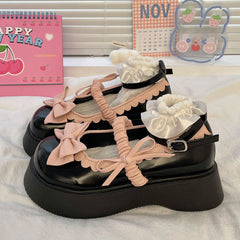 Bow Black Platform Shoes