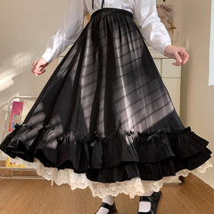 Black Bow Flower Skirt Set