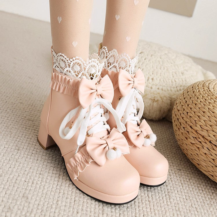 Bow Lace Flower Boots