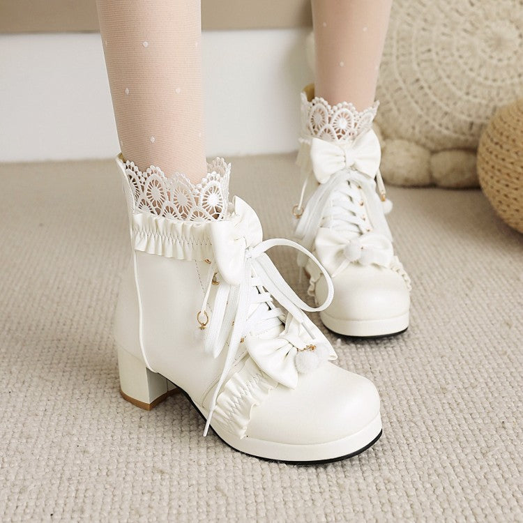 Bow Lace Flower Boots