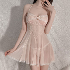 Bow Lace Mesh Pajamas