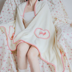 Bow Plush Blanket Warm Shawl