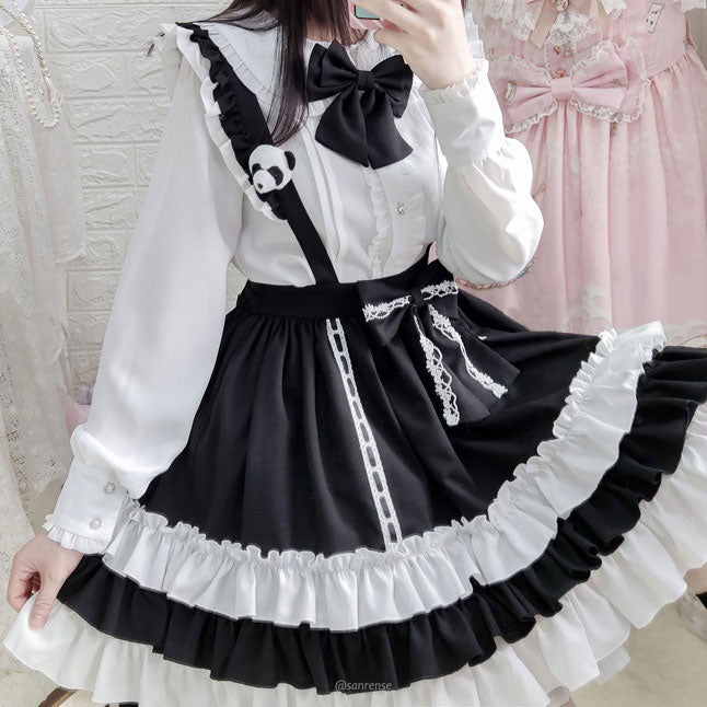 Bow Shirt Strap Skirt Set