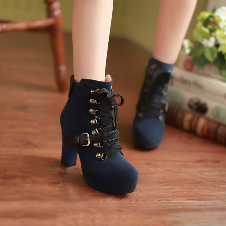 Buckle High Heel Boots