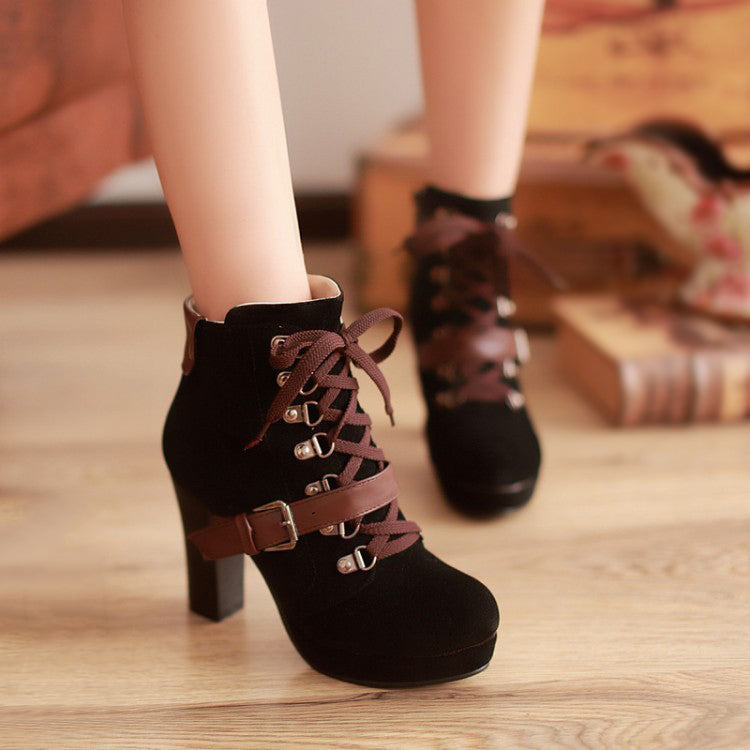 Buckle High Heel Boots