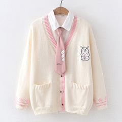 Bunny Cardigan Sweater Shirt Set