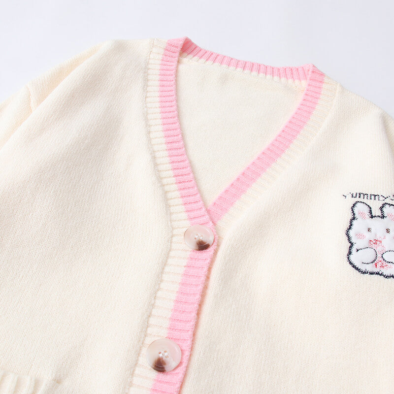 Bunny Cardigan Sweater Shirt Set