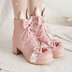 Bunny Strawberry Bow Boots