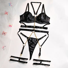 Chain Garter Strappy Lingerie Set