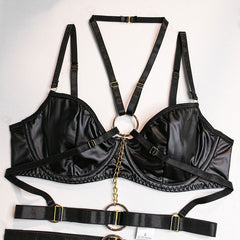 Chain Garter Strappy Lingerie Set