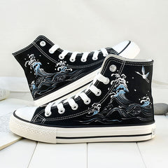 Crane Wave Hand Painted Shoes