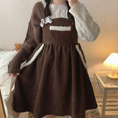 Cute Bear Brown Strap Dress