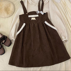 Cute Bear Brown Strap Dress