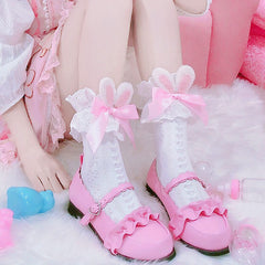 Cute Bow Bunny Ear Socks