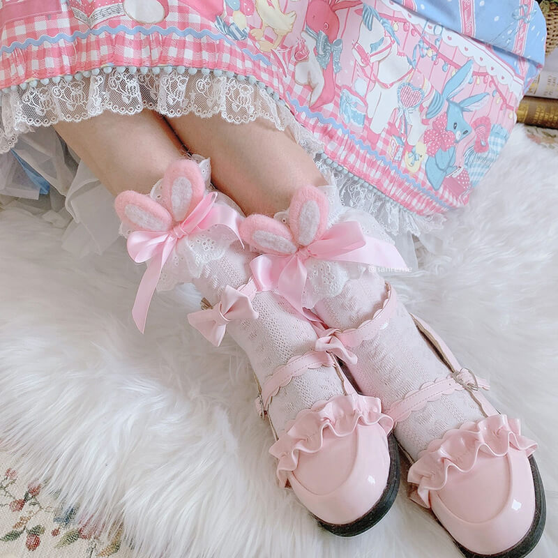 Cute Bow Bunny Ear Socks