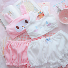 Cute Bunny Plush Lingerie Set