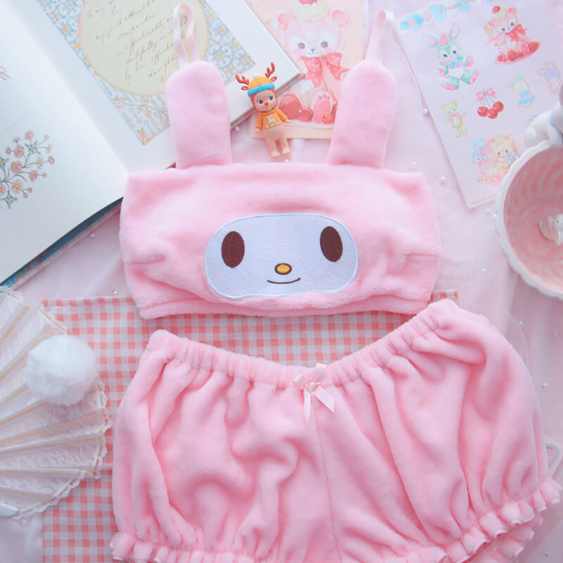 Cute Bunny Plush Lingerie Set