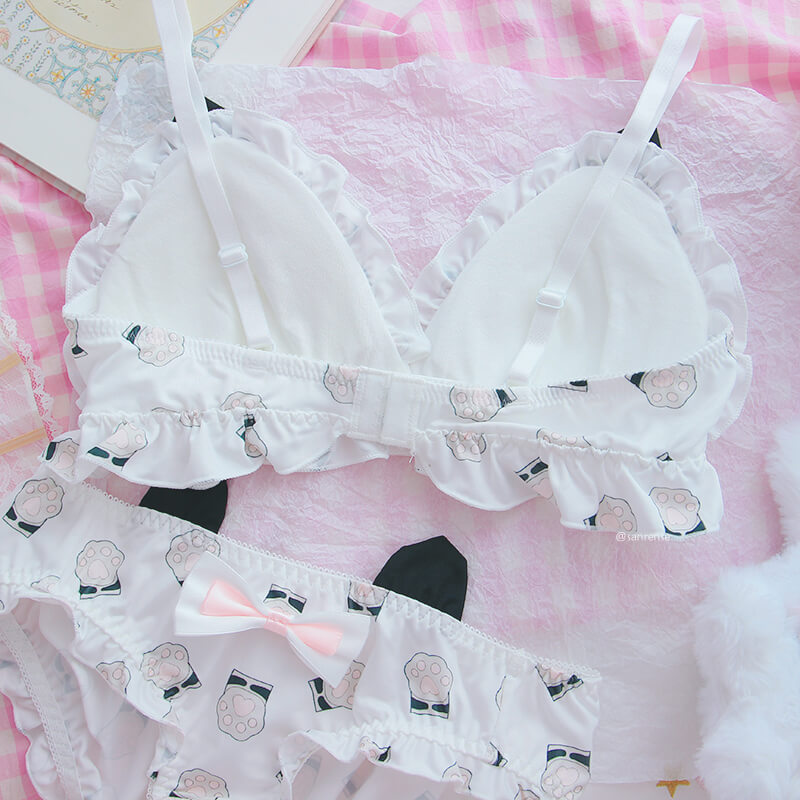 Cute Cat Ear Bow Cat Paw Underwear