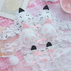 Cute Cat Ear Bow Cat Paw Underwear