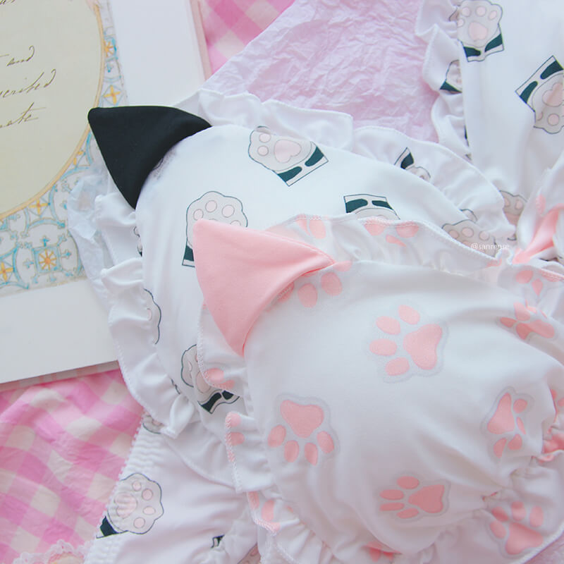 Cute Cat Ear Bow Cat Paw Underwear