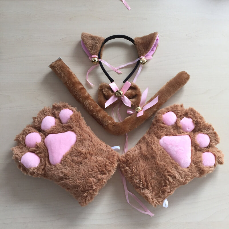 Cute Cosplay Cat Gloves Ear Set