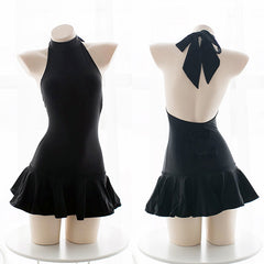 Black Bow Swimsuit Dress