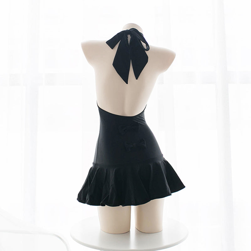 Black Bow Swimsuit Dress