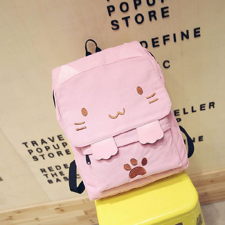 Cartoon Cat Canvas Backpack