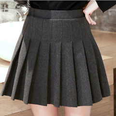 Black/Gray Woolen Pleated Skirt